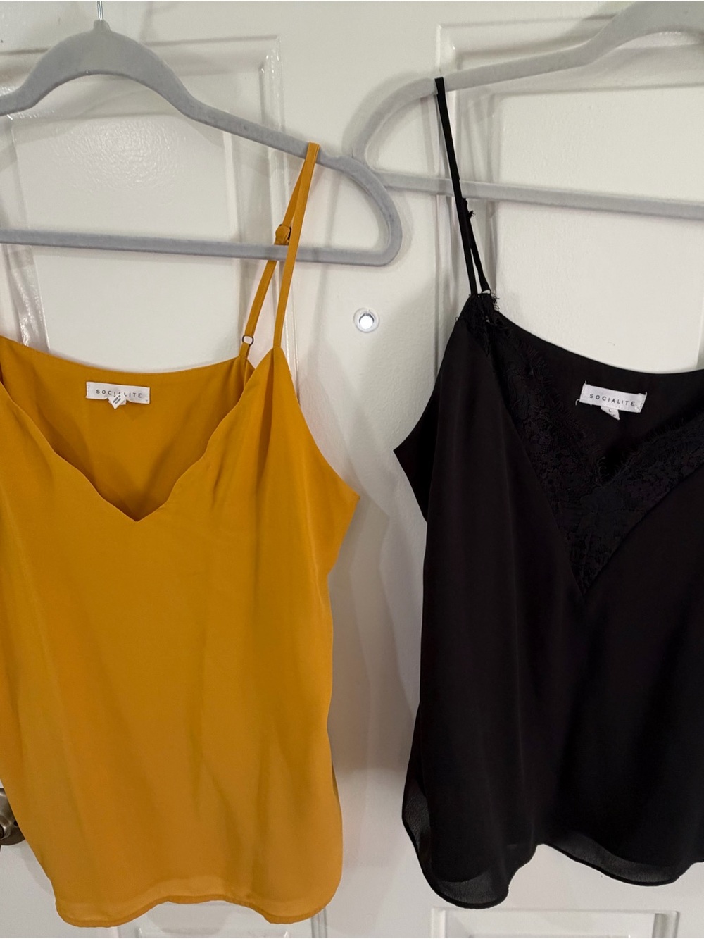2 set, Socialite Mustard Yellow and Black Satin Camisole